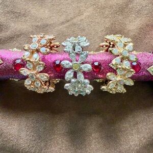 Trio of 925 Sterling Silver Floral Eternity Rings | Size 6